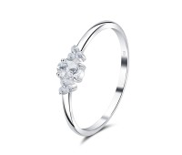 Salient Shaped of Crystal Silver Ring NSR-4073